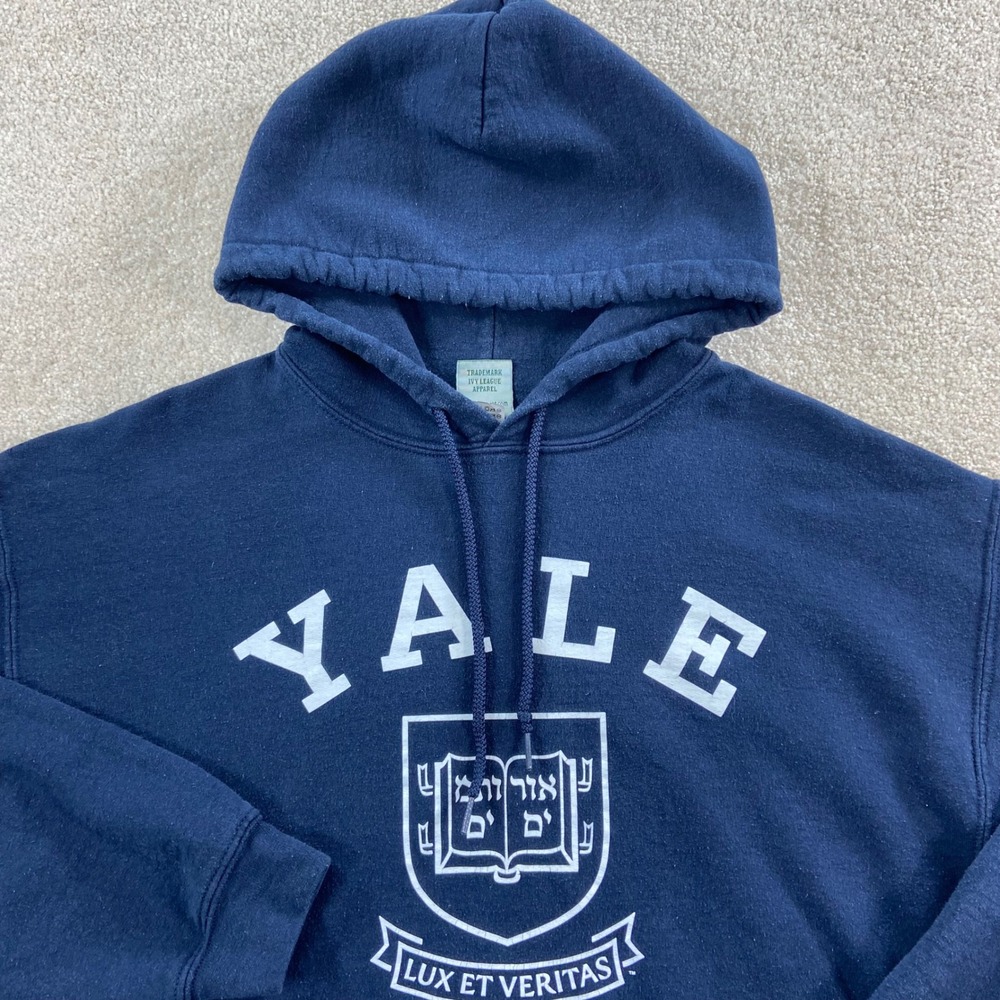 Ivysport Yale Hoodie Mens Size M Navy Blue University Crest Pullover Sweatshirt